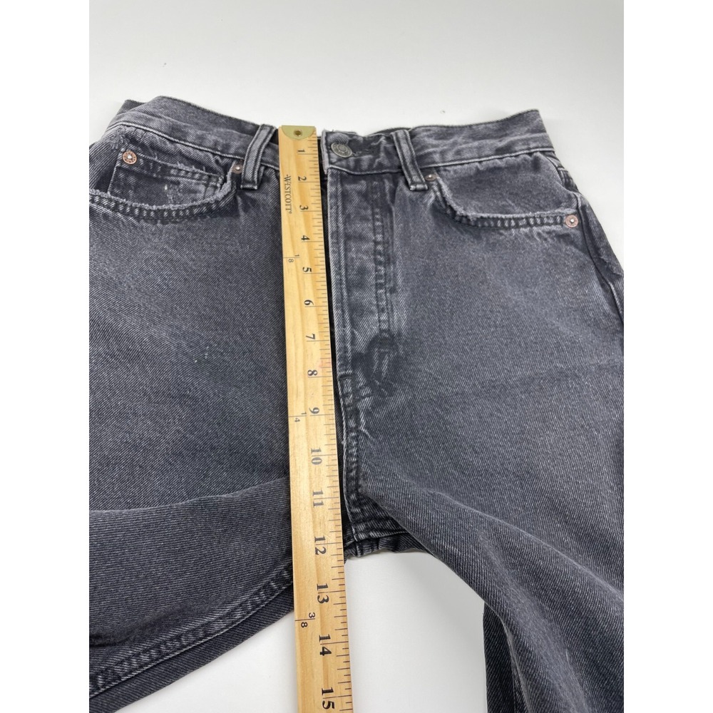 Free People Jeans Womens 25 Black The Lasso High Waist Distressed Straight Leg - Picture 8 of 11